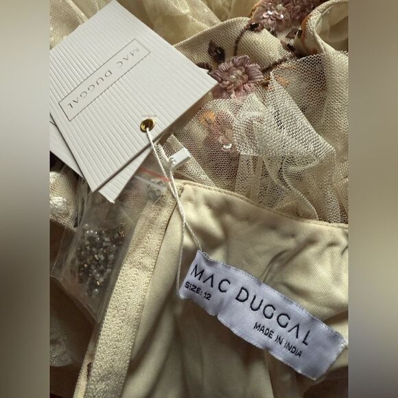 Mac Duggal 35106 Floral Embroidered Tiered Cutout Maxi Dress / size 12 - Picture 9 of 9